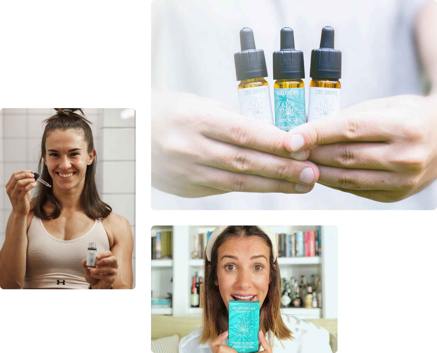 woman promoting cbd oil