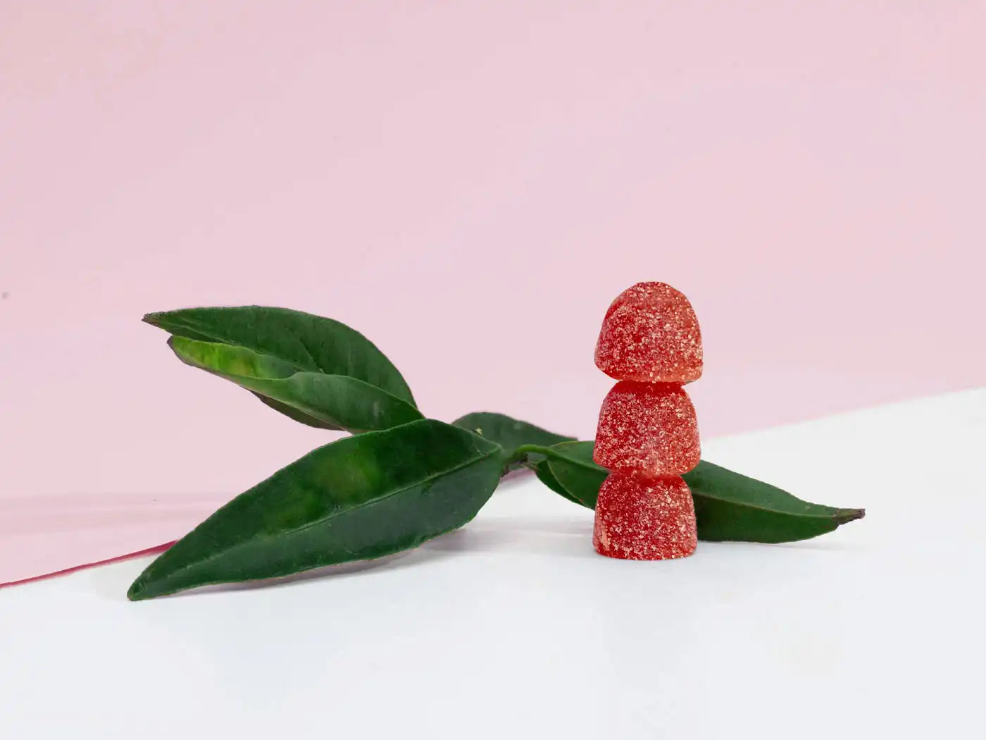 Three strawberry CBD gummies
